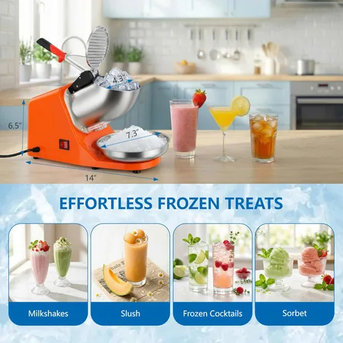 Miniatura 5 de ZENY Picador de hielo eléctrico 300W 1400r/min con cuchillas de acero inoxidable, máquina picadora de hielo para uso en cocina, accesorio para hacer