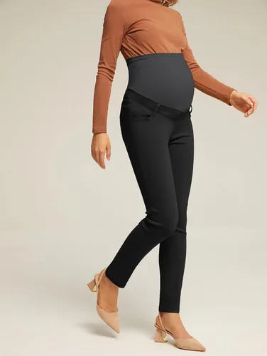 Miniatura 4 de Maacie Pantalones de trabajo de maternidad, pantalones de vestir casuales de negocios con bolsillos de alta elasticidad