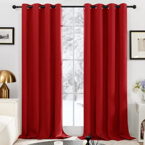 Miniatura 125 de Deconovo Cortinas opacas 100% con forro negro, cortinas con ojales aisladas térmicamente que reducen el ruido, doble capa para oscurecer