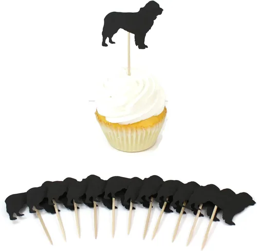 Miniatura 8 de Juego de 12 adornos para cupcakes de pastor alemán Decoración de pastel de perro negro hecho a mano Decoración de fiesta de cumpleaños