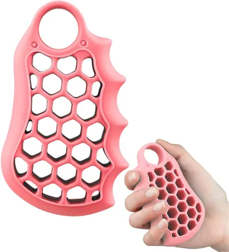 Miniatura 9 de Fortalecedor de agarre de mano, 1 ejercitador de agarre de antebrazo, diseño de panal de abeja, agarre de silicona para aliviar el estrés