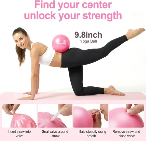 Miniatura 7 de ElaraFit Home Pilates Ring and Ball Set for Women with 5 Resistance Bands 13 inch Magic Circle Workout Starter Kit for Beginners Full Body Toning 15
