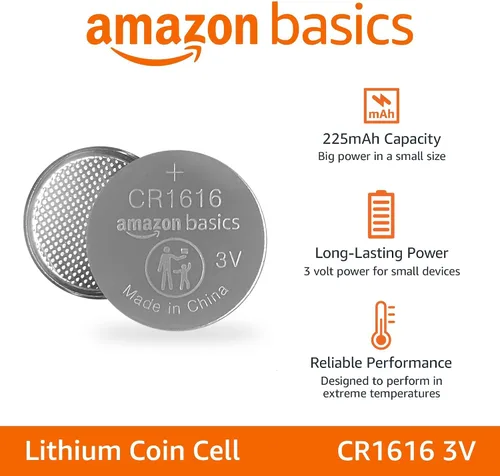 Miniatura 2 de Amazon Basics Paquete de 2 pilas de litio CR2025, 3 voltios, potencia de larga duración, sin mercurio
