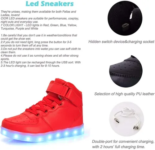 Miniatura 7 de IGxx Zapatos con luz LED para niños, tenis de alta calidad, zapatos con luces para niños, carga USB, entrenadores luminosos intermitentes