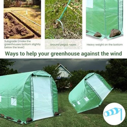 Miniatura 6 de Invernadero al aire libre con puerta mosquitera, exterior resistente, casa verde para plantas de jardín, protección UV, termostática, impermeable