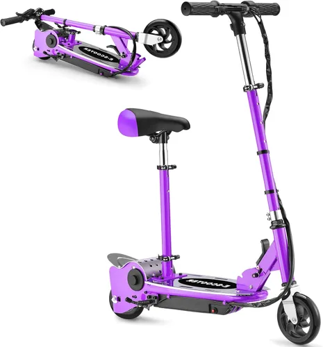 Miniatura 12 de Patinete eléctrico con asiento, altura ajustable para niños de 8 a 12 años, hasta 10 mph y carga máxima de 155 libras, asiento extraíble, 2 estilos