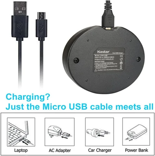 Miniatura 2 de Kastar Cargador rápido USB dual para batería FNP-45, EN-EL10, LI-42B LI-40B, KLIC-7006 K7006, CNP-80 CNP80, D-Li63, D-Li108, DS-6365.