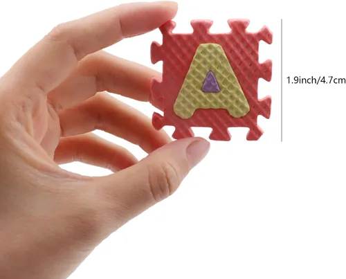 Miniatura 2 de 36 figuras de espuma en miniatura para pisos, 1.9 pulgadas, mini alfombrillas entrelazadas del alfabeto y números, azulejos de EVA para escritorio