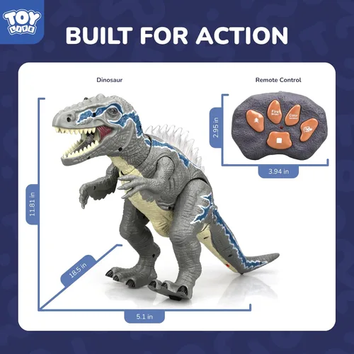 Miniatura 6 de STEAM Life Dinosaurios con control remoto para niños de 3 a 12 años, dinosaurios con luz LED, juguete robot velociraptor Gris