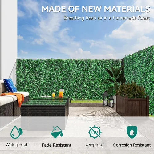 Miniatura 5 de YITAHOME 24 paneles de pared de césped artificial de 20 x 20 pulgadas, paneles de pared de seto de boj de césped artificial, valla de privacidad