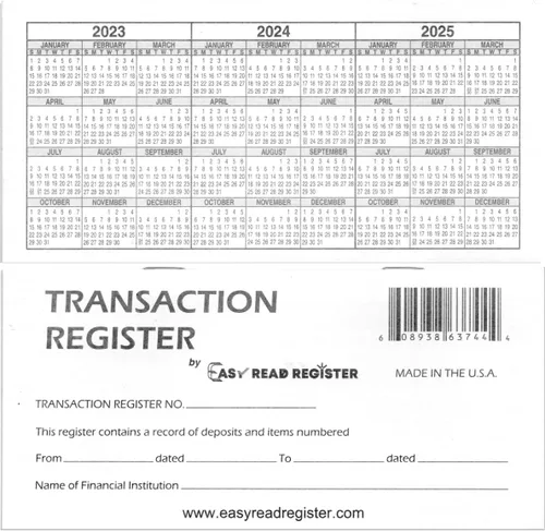 Registro de chequera, fabricado en los EE. UU., Registros de cheques para registros personales y de transacciones en blanco para bancos personales o