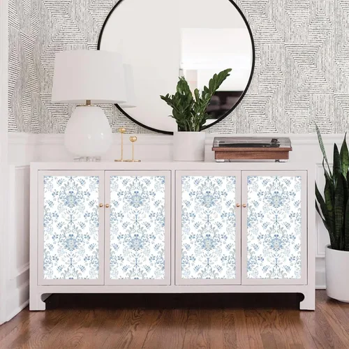Miniatura 8 de Papel tapiz para despegar y pegar para decoración del hogar, cocina, flores silvestres azules, vinilo extraíble, autoadhesivo, para estantes
