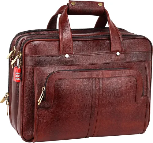 Miniatura 12 de Maletines de cuero de grano completo de 16 pulgadas para computadora portátil, bolsas de hombro para hombres y mujeres, bolsa de trabajo de Marrón