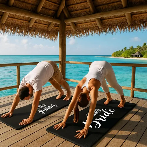 Miniatura 2 de Brosash Tapete de yoga para novia y novio, extra grueso y antideslizante, con correa de transporte para gimnasio en casa, estiramiento