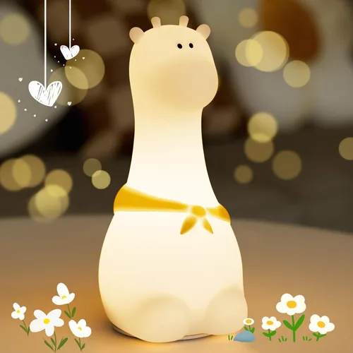 Luz nocturna de silicona para niños – Lámpara recargable con control táctil y 8 colores, lindo diseño de animales para habitación infantil,