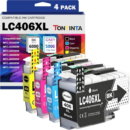 LC406XL - Cartuchos de tinta compatibles con 4 colores, color negro, 6000 páginas, color 5000 páginas para MFC-J4335DW J4345DW MFC-J4345DW