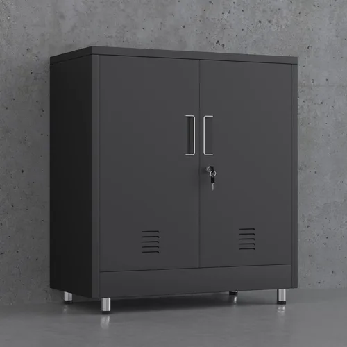 Miniatura 6 de JINGUR Armario de almacenamiento de metal con puertas de bloqueo y estante ajustable, pequeño aparador con cerradura para oficina en casa, pasillo