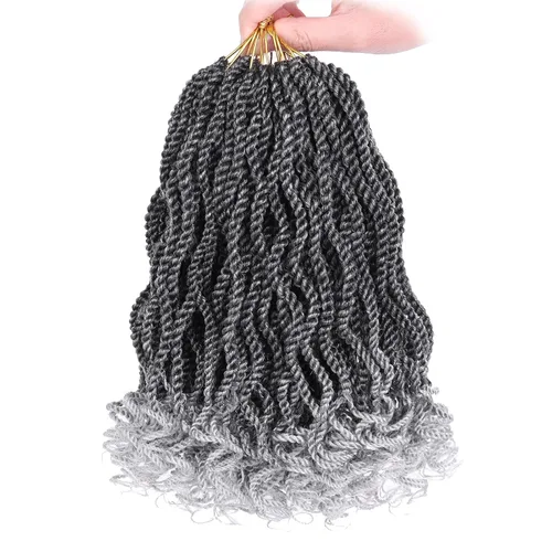 Miniatura 21 de Leeven Cabello de Ganchillo Rizado Senegalés de 12 Pulgadas, 8 Paquetes Trenzas de Ganchillo Cortas Ombre Marrón, Trenzas Havana Pequeñas #T30