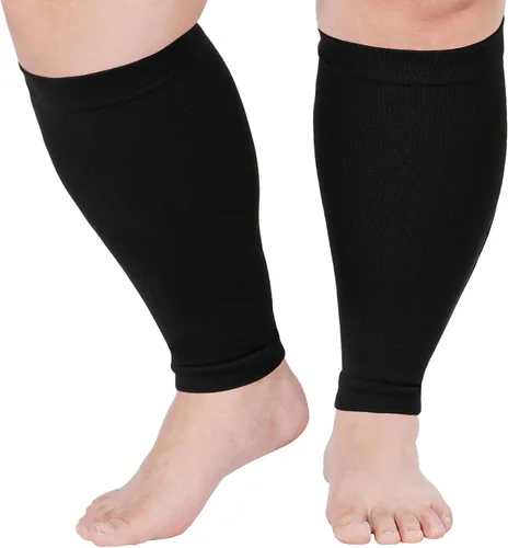 Mangas de compresión para piernas de talla grande para mujeres y hombres, 15-20mmHg pantorrilla ancha hasta la rodilla mangas de pierna alta