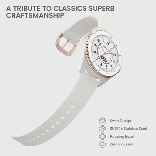 Miniatura 3 de KAVVO Oyster - Mini reloj inteligente Bluetooth de 1.1 pulgadas para mujer, pantalla AMOLED siempre encendida, bisel giratorio, rastreador