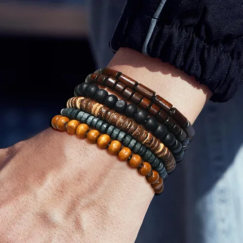 Miniatura 9 de Pulsera Gótica Ajustable de Cuero Trenzado Punk Multicapa de Estilo Grunge, Conjunto de Pulseras Emo con Brazalete de Metal, Envoltura