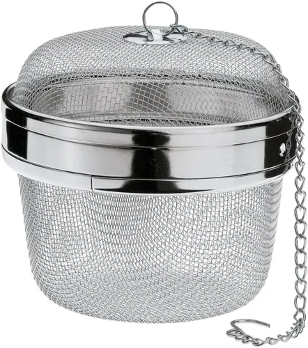 Küchenprofi Bola de especias de acero inoxidable, 4 pulgadas, plata, bola de especias de acero inoxidable para cocinar, soporte para condimentos