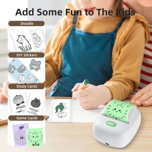 Miniatura 4 de ORGSTA Impresora de calcomanías Mini impresora S002 PrintPods Bluetooth portátil con 1 rollo de papel térmica sin tinta impresora impresora portátil