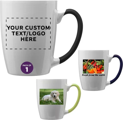 Miniatura 11 de DISCOUNT PROMOS Tazas de café personalizadas Java de dos tonos, 12 onzas, juego de 10/50/100 unidades personalizadas a granel para café, té