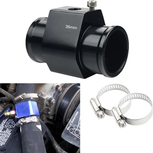 Miniatura 10 de Sensor del radiador de manómetro fabricado en aluminio, adecuado para 1 1/8 - 1 9/16 pulgadas, adaptador, dos abrazaderas para la manguera, 26 mm