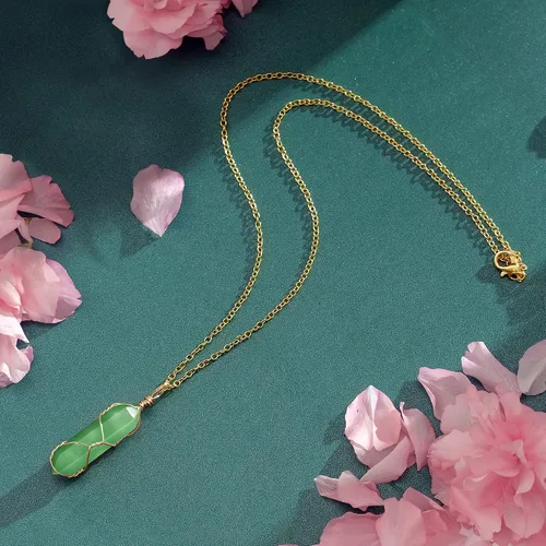Miniatura 5 de VIBILIA Collar de Cristal Curativo con Envoltura de Alambre Piedra Punta de Amatista Natural Colgante Hexagonal Joyería de Cuarzo Reiki Espiritual