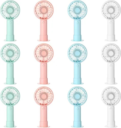 Miniatura 60 de Tujoe Mini ventilador de mano potente de 3 velocidades, ventilador personal pequeño portátil recargable con base USB para mujeres, maquillaje