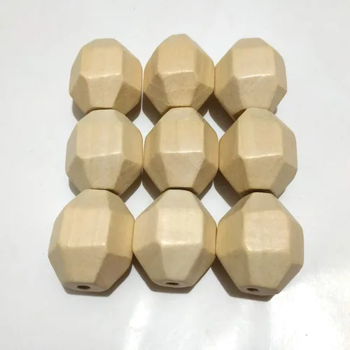 Miniatura 4 de 30 cuentas hexagonales de madera natural, sin acabar, geométricas, octogonales, accesorios de joyería para bricolaje