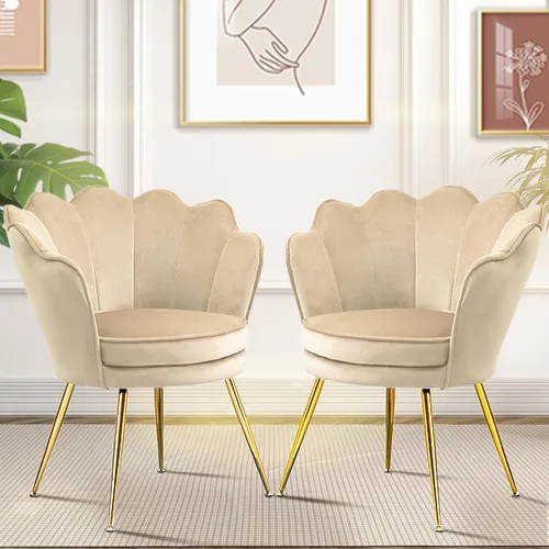 Miniatura 21 de Czlolo Juego de 2 sillas decorativas, sillas de tocador de terciopelo con respaldo, silla decorativa pequeña moderna de mediados de siglo para sala