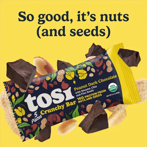Miniatura 8 de Tosi Organic SuperBites Snacks veganos, 2.4 onzas (paquete de 12), sin gluten, Omega 3s, barras de proteína vegetal con lino y semillas de chía