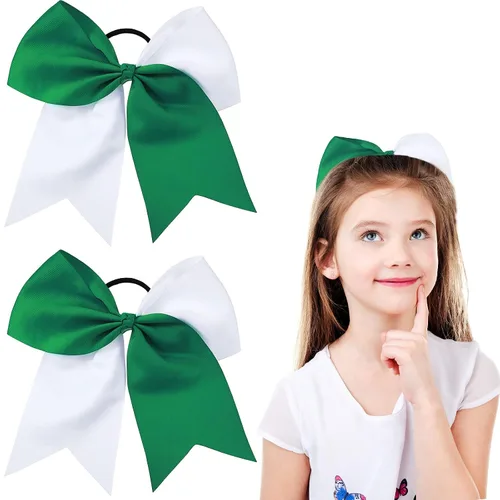 Miniatura 23 de 2 paquetes de lazos grandes para animadoras de 8 pulgadas con soporte para coleta, lazos grandes para el cabello para uniformes de sóftbol para Negro