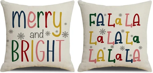 Miniatura 5 de TyCan Juego de 2 fundas de almohada decorativas de Navidad, diseño de casa de jengibre y niña de jengibre para dormitorio de niños, sala de estar