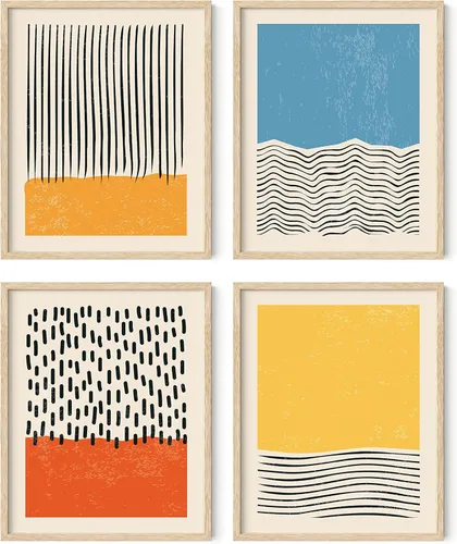 Miniatura 43 de HAUS AND HUES Arte abstracto para pared en blanco y negro, juego de 4 pósteres minimalistas en blanco y negro para paredes, pósteres estéticos Juego