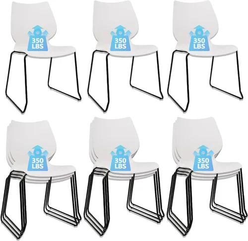 Miniatura 23 de KLASIKA Silla apilable para sala de espera, silla de oficina apilable con soporte lumbar ergonómico y patas de metal, sillas de escritorio