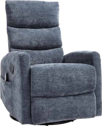 Miniatura 14 de PELUMY Sillón reclinable y mecedora giratoria de 360° con calor y masaje vibratorio, silla balancín para adultos, sillón reclinable compacto