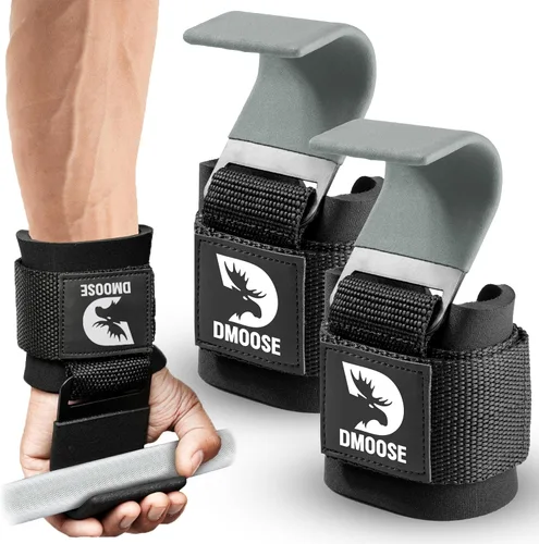 Miniatura 16 de DMoose Fitness Ganchos de levantamiento de pesas (par) para peso muerto, dominadas, remo y encogimientos de hombros – Correa de nailon Púrpura