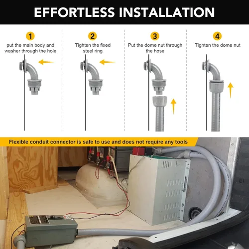Miniatura 5 de Kit de conducto y conector hermético a líquidos de 3/4 pulgadas y 50 pies, kit de conducto eléctrico flexible no metálico hermético con 5 conectores