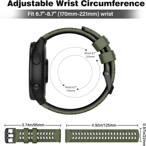 Miniatura 5 de OVERSTEP Correa de silicona de 0.866 in compatible con Garmin Vivoactive 4, Venu 2, Forerunner 265, 255, Samsung Gear S3 Frontire, Galaxy Watch