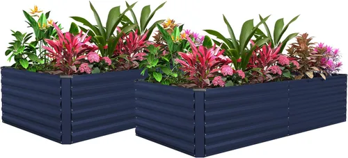 Miniatura 31 de Cama de jardín elevada con enrejado de arco para plantas trepadoras, cama de jardín elevada galvanizada, jardineras al aire libre para verduras