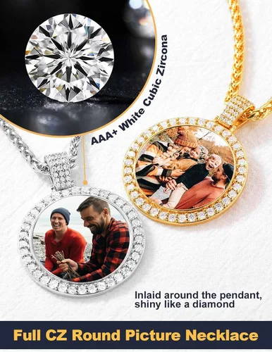 Miniatura 7 de U7 Collar de fotos personalizado para hombres y mujeres, joyería personalizada con dije de cualquier imagen, cuerda de acero inoxidable, espiga