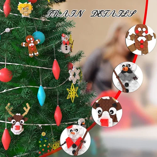 Miniatura 4 de Tenhorses Juego de adornos para árbol de Navidad 11 en 1, corona, Papá Noel, muñeco de nieve, cascanueces, oso polar, pan de jengibre, reno, copo