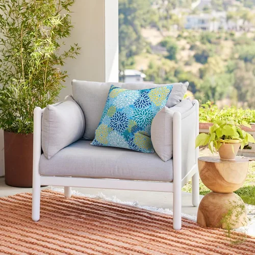 Miniatura 425 de Juego de 2 almohadas para exteriores de 16 x 16 pulgadas, repelentes al agua con interiores, para muebles de patio, hogar, jardín, geometría bohemia