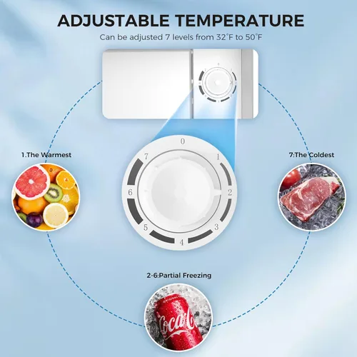 Miniatura 7 de Antarctic Star 1.7 pies cúbicos refrigerador compacto con congelador, termostato ajustable, estante de vidrio extraíble, mini refrigerador de una