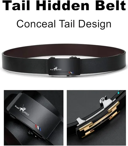 Miniatura 3 de Oyifan Cinturón negro para hombre, cinturón de diseñador de cuero genuino para hombre, cinturón de moda para hombre, cinturón casual para hombre