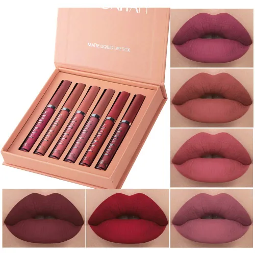 Miniatura 20 de BestLand Juego de 3 lápices labiales líquidos rojos atrevidos, seductores, brillo de labios mate de larga duración, impermeable, alto pigmento a