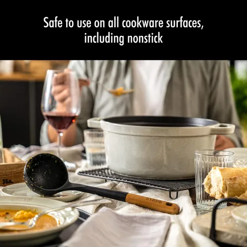 Miniatura 6 de STAUB Cuchara de espátula multifunción, ideal tanto para cocinar como para servir, silicona negra mate duradera sin BPA y cucharón de sopa, perfecto